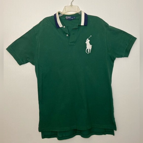 Polo Ralph Lauren forest green large 100% Cotton Striped Collar - Picture 3 of 9